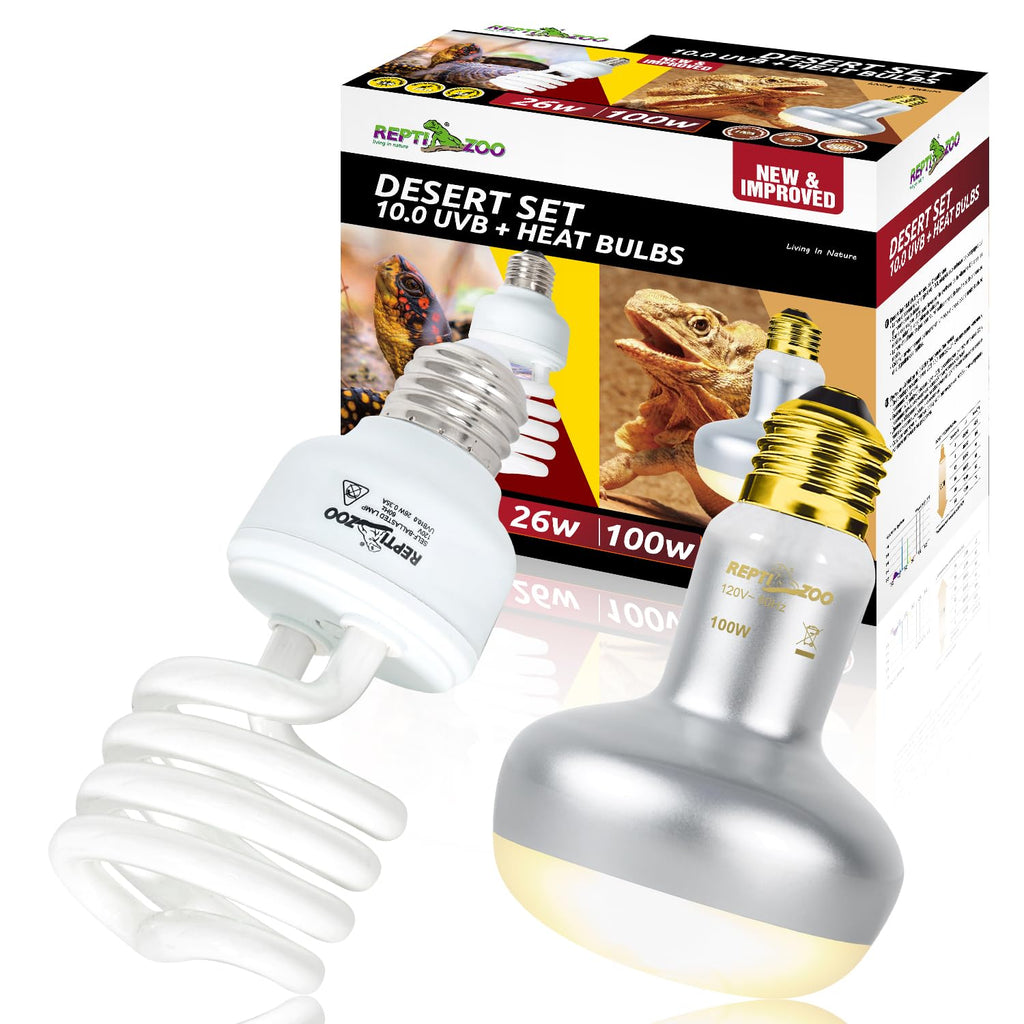 Dual Reptile Light Fixture & 100W Basking Spot Light with 26W UVA UVB Bulb Combo Pack N741