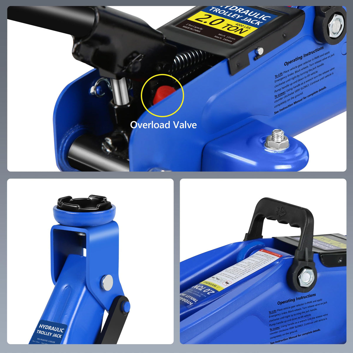 2 Ton Low Profile Floor Jack, 4000 lbs, Blue M880