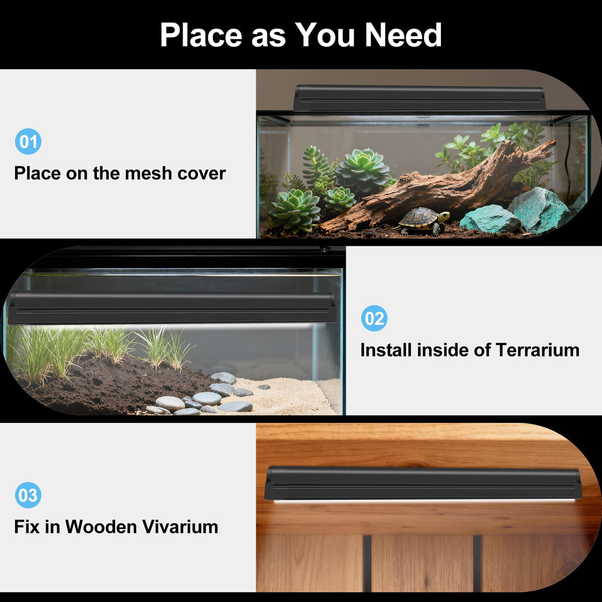8W 10.0 UVB Reptile Light Fixture Combo Kit 12inch N8820