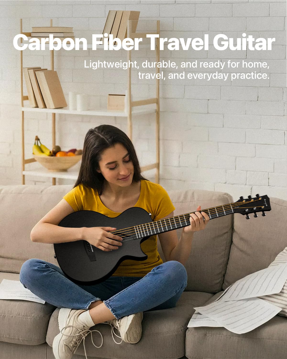 Carbon Fiber 35-Inch Smart Acoustic-Electric Travel Guitar P749