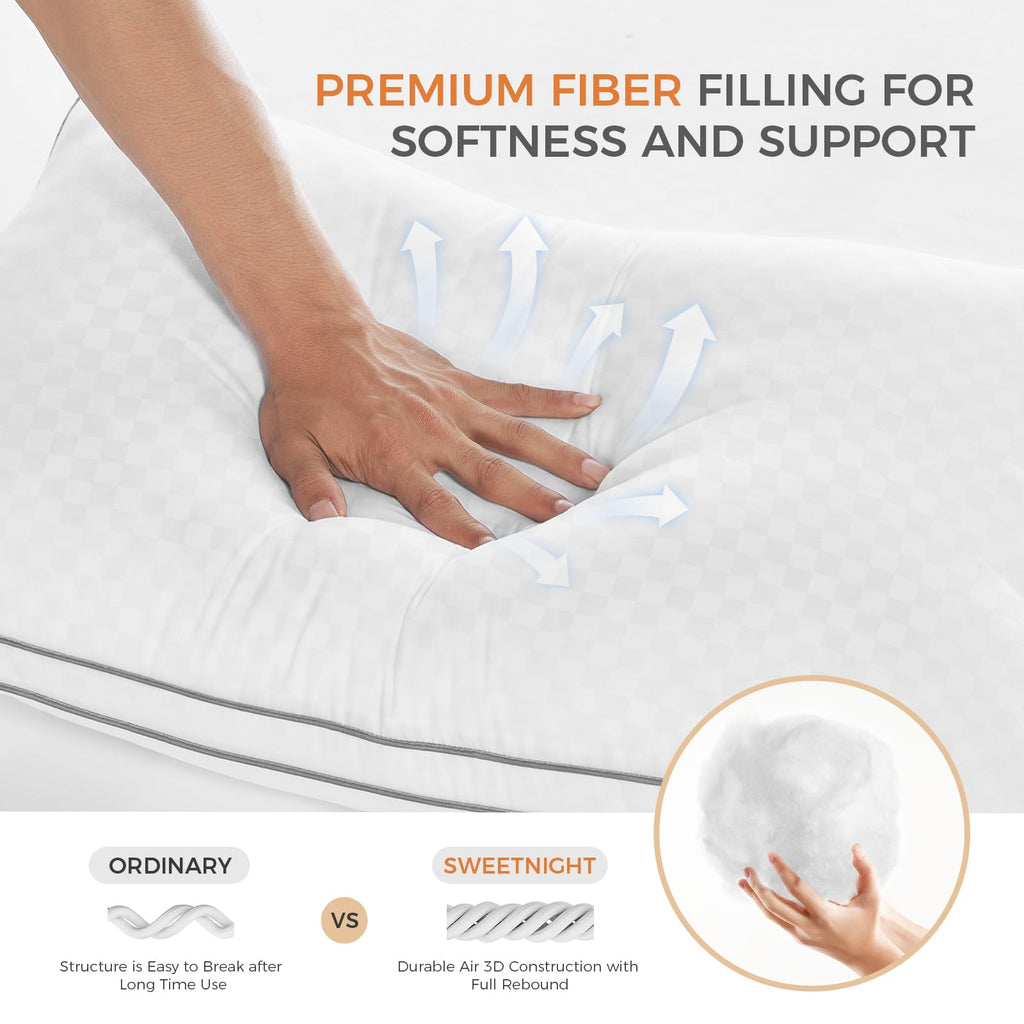 King Size Set of 2 Gusseted Bed Pillows B973146