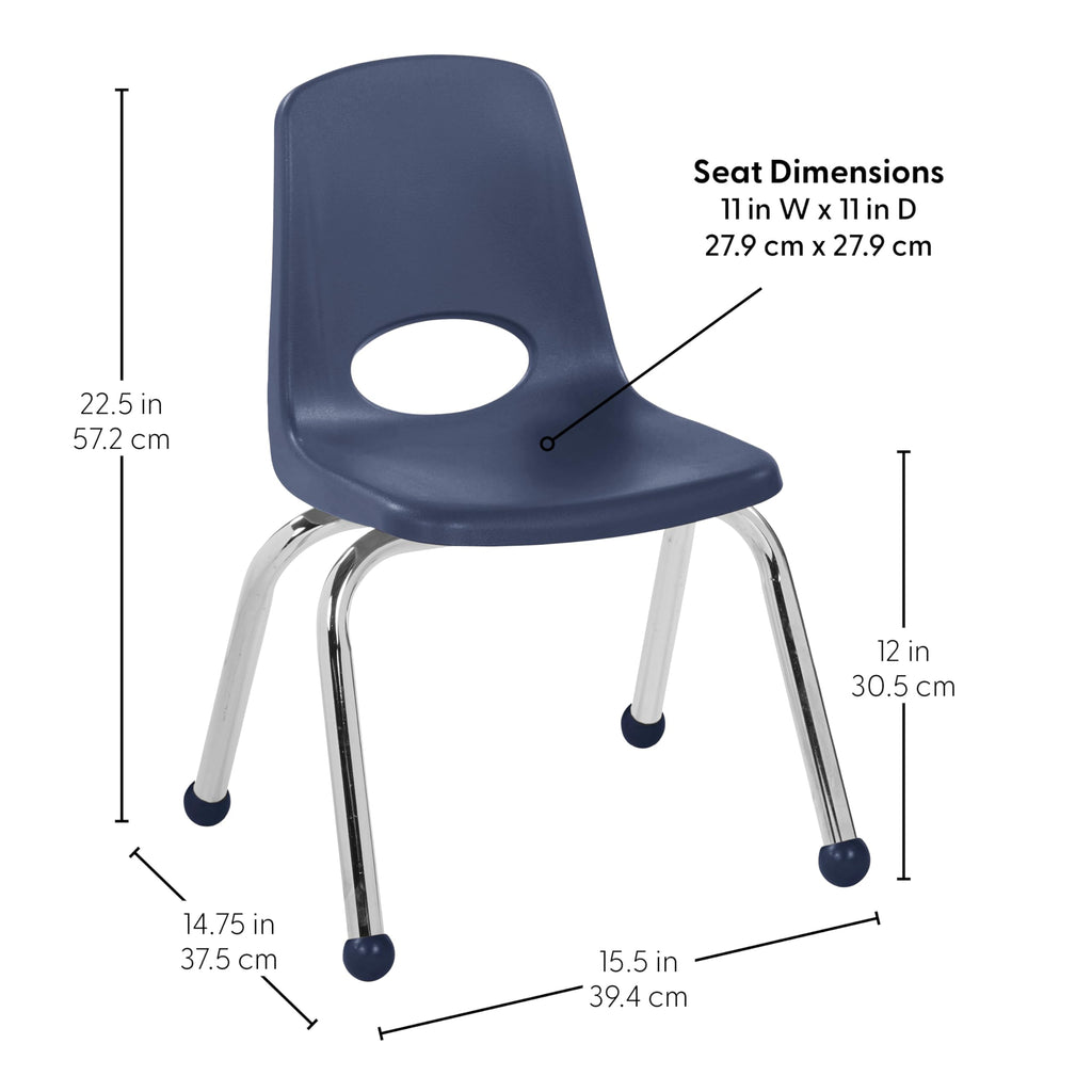 12" School Stack Chair with Ball Glides, Navy, 6-Pack P267943