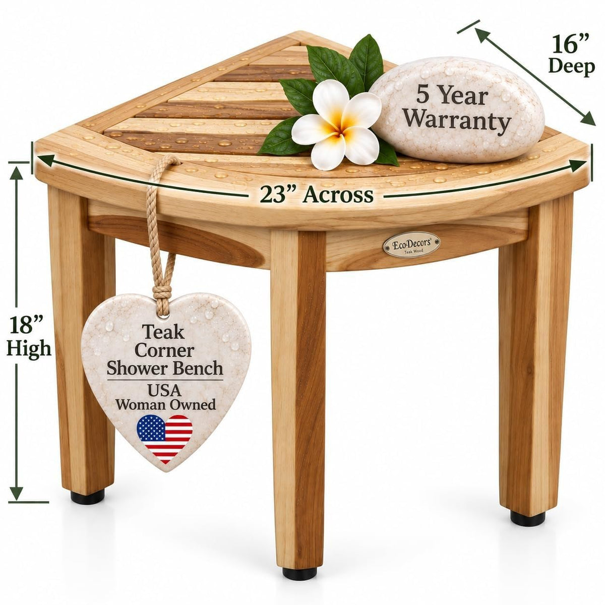 18” Teak Corner Shower Bench R63429