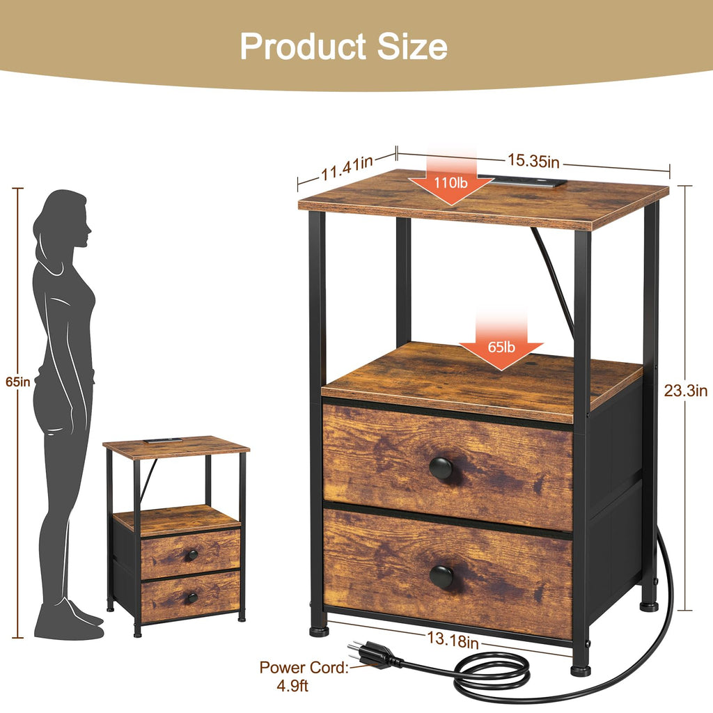 Nightstands Set of 2 with Charging Station J867
