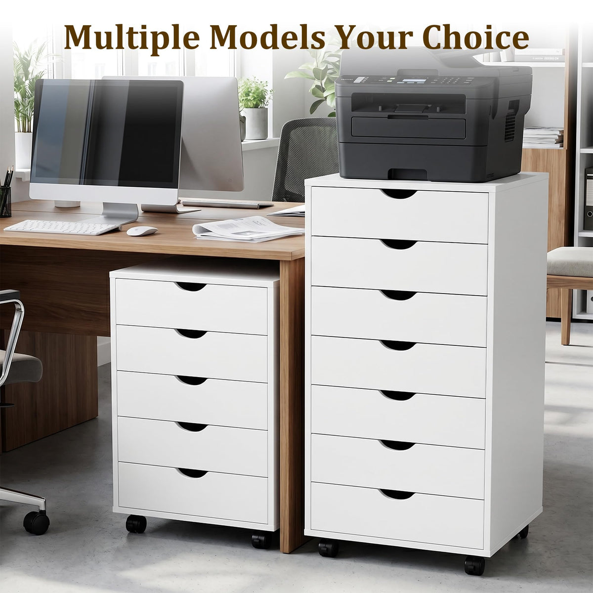 White 5 Drawer Rolling Storage Cabinet J465