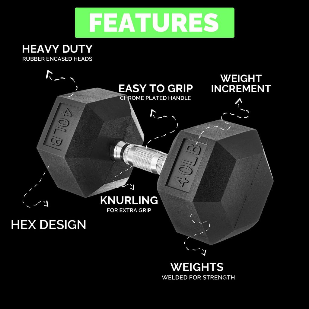 Rubber Hex Dumbbells with Rack O881