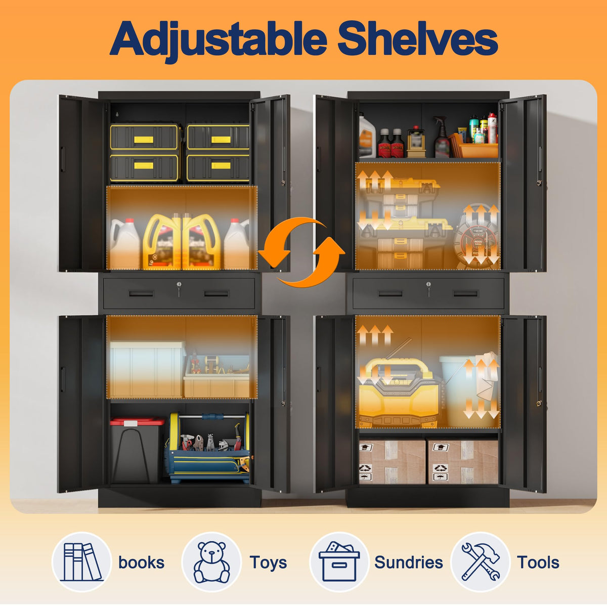 Metal Locking Storage Cabinet with Adjustable Shelves and 1 Drawer T603125