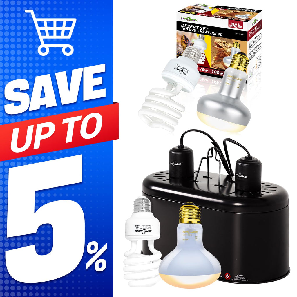 Dual Reptile Light Fixture & 100W Basking Spot Light with 26W UVA UVB Bulb Combo Pack N741