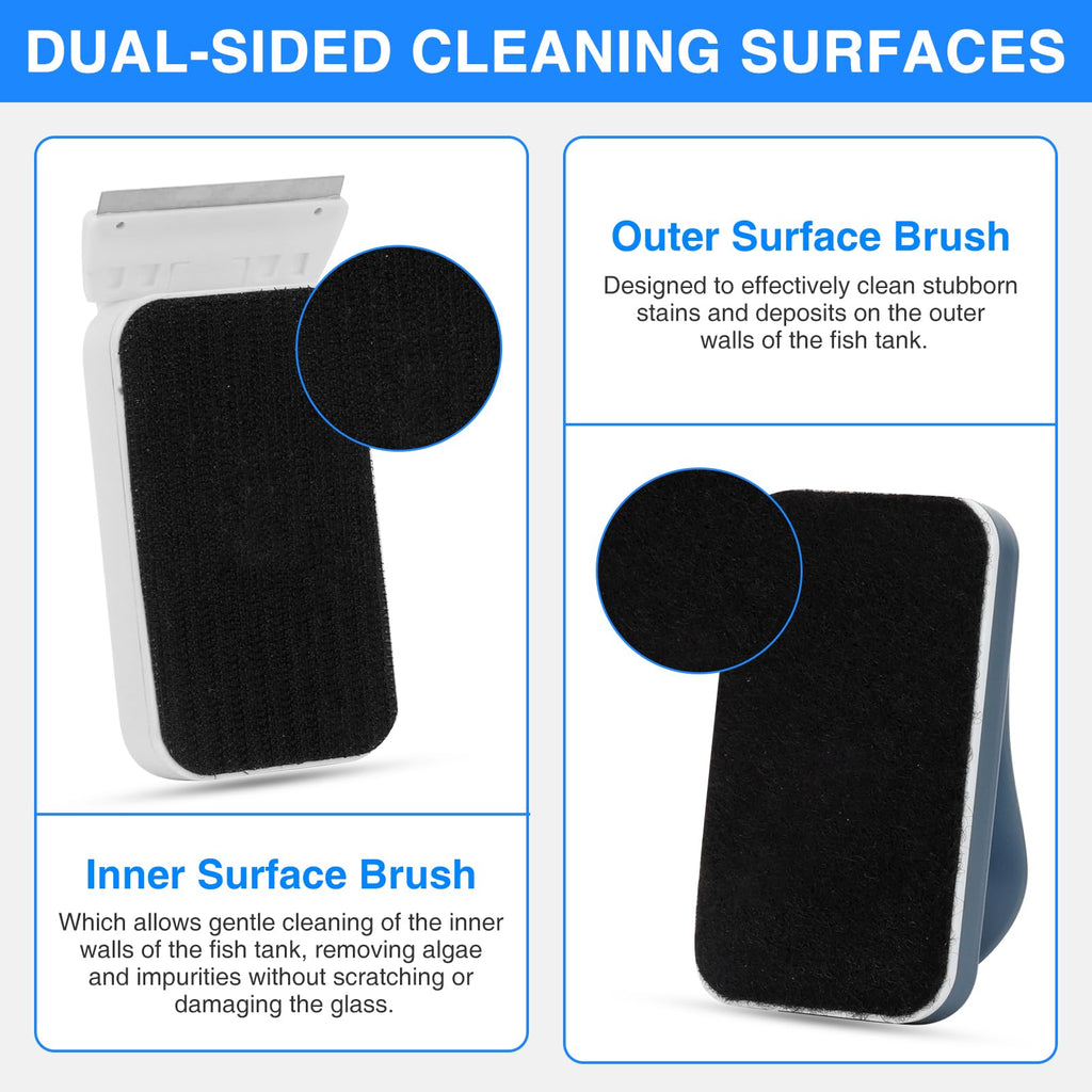 Magnetic Glass Cleaner Brush with 2 Detachable Scrapers B9327