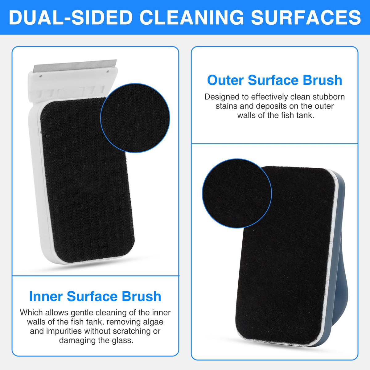 Magnetic Glass Cleaner Brush with 2 Detachable Scrapers B9327