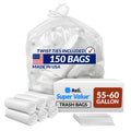 55-60 Gallon Heavy Duty Clear Trash Bags with Ties G945