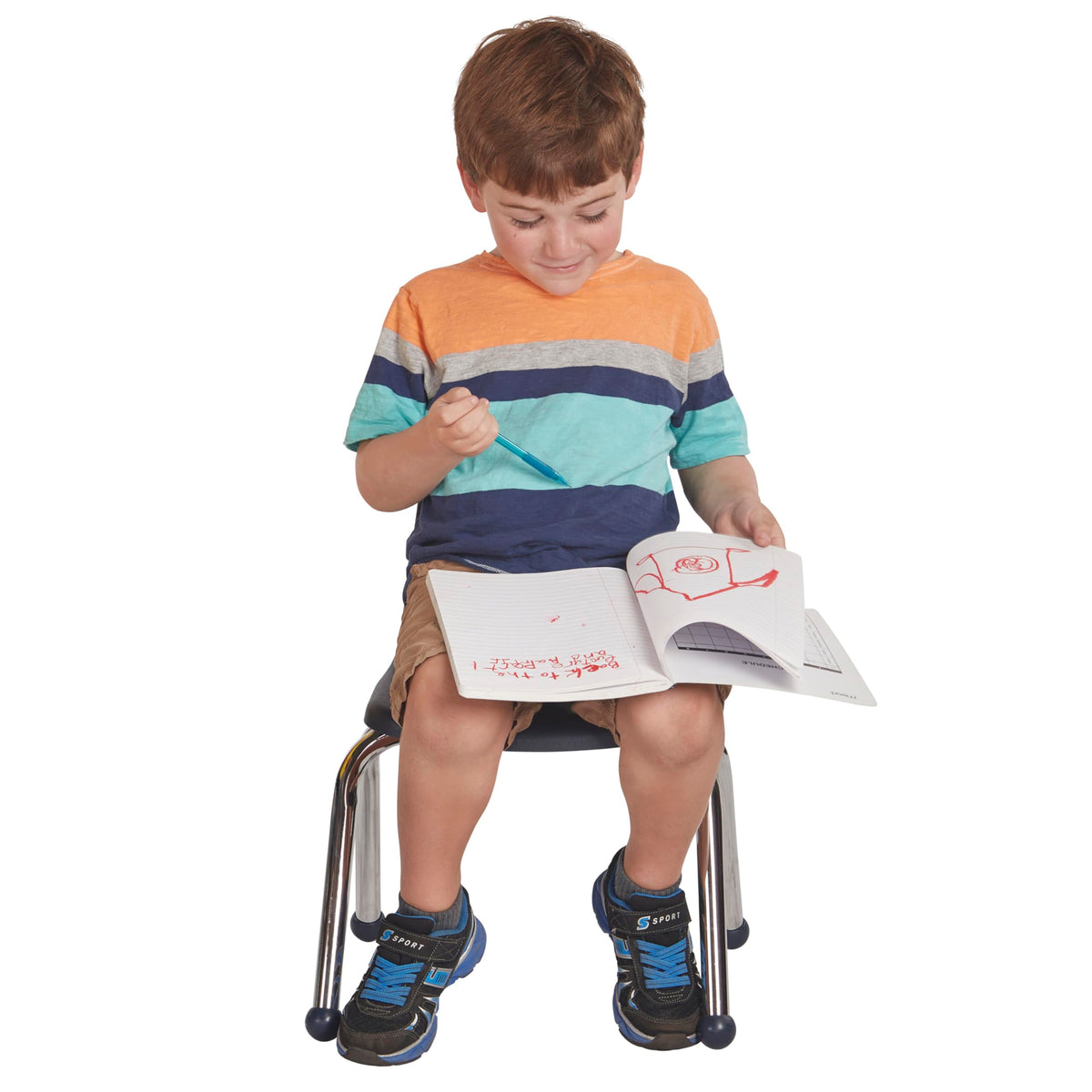 12" School Stack Chair with Ball Glides, Navy, 6-Pack P267943