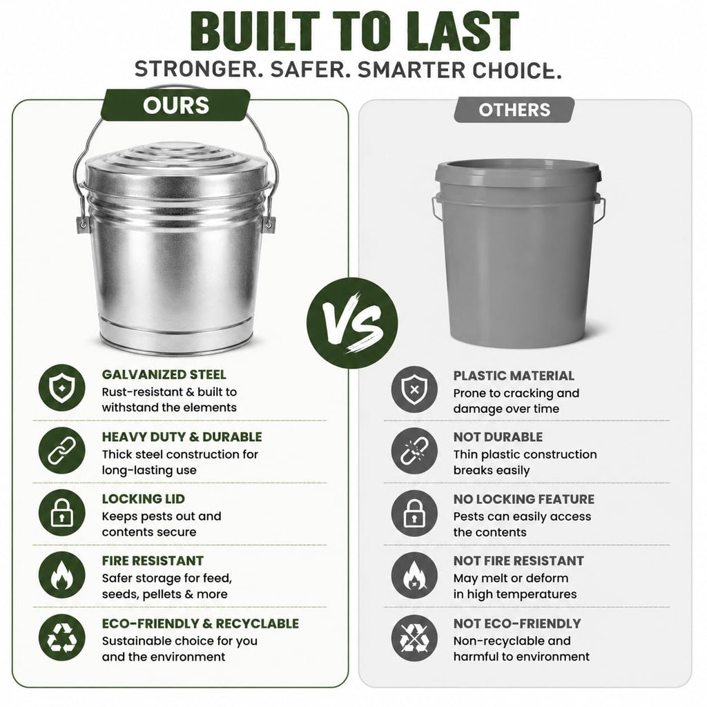 6 Gallon Metal Trash Can with Lid A6988