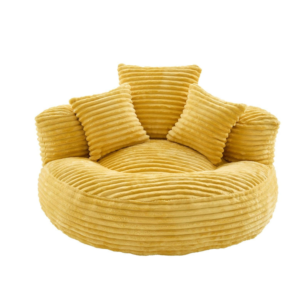 Oversized Corduroy Bean Bag Chair with 3 Pillows T69033