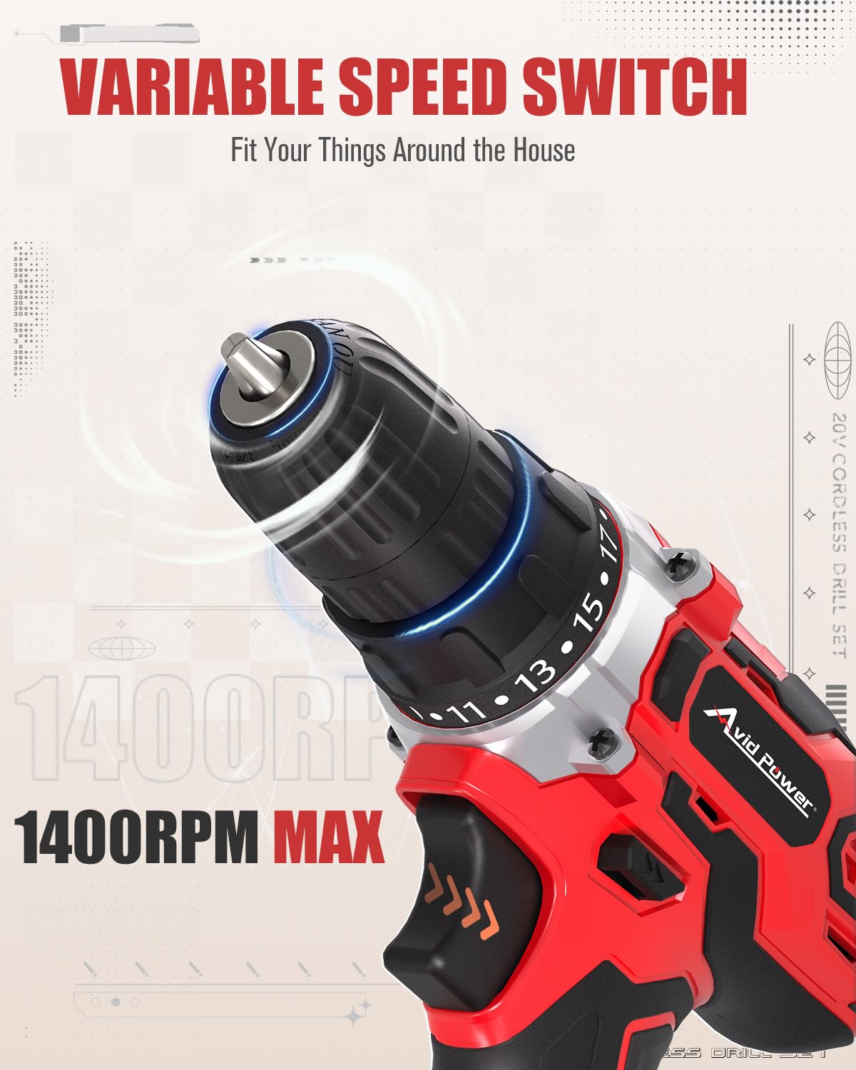 20V Cordless Drill Set with Battery & Charger N60704