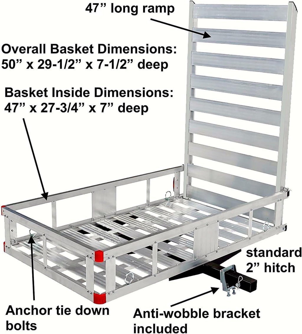 Aluminum Hitch Mount Wheelchair Carrier with 47" Ramp M3985