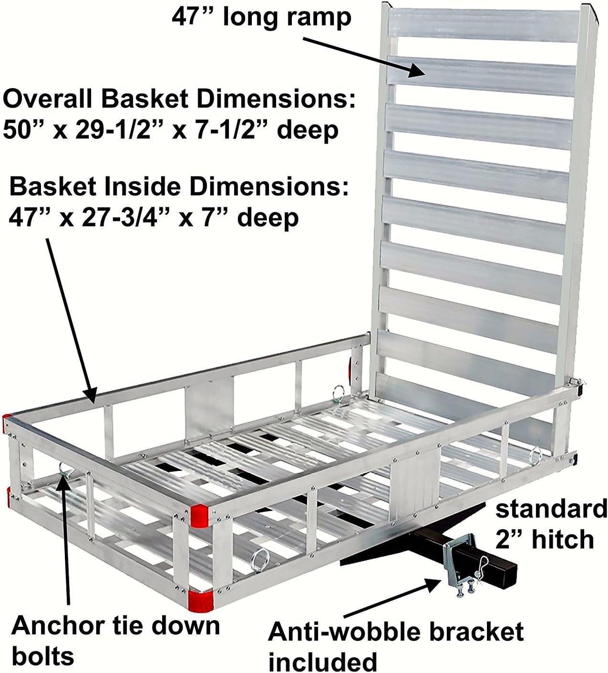 Aluminum Hitch Mount Wheelchair Carrier with 47" Ramp M3985