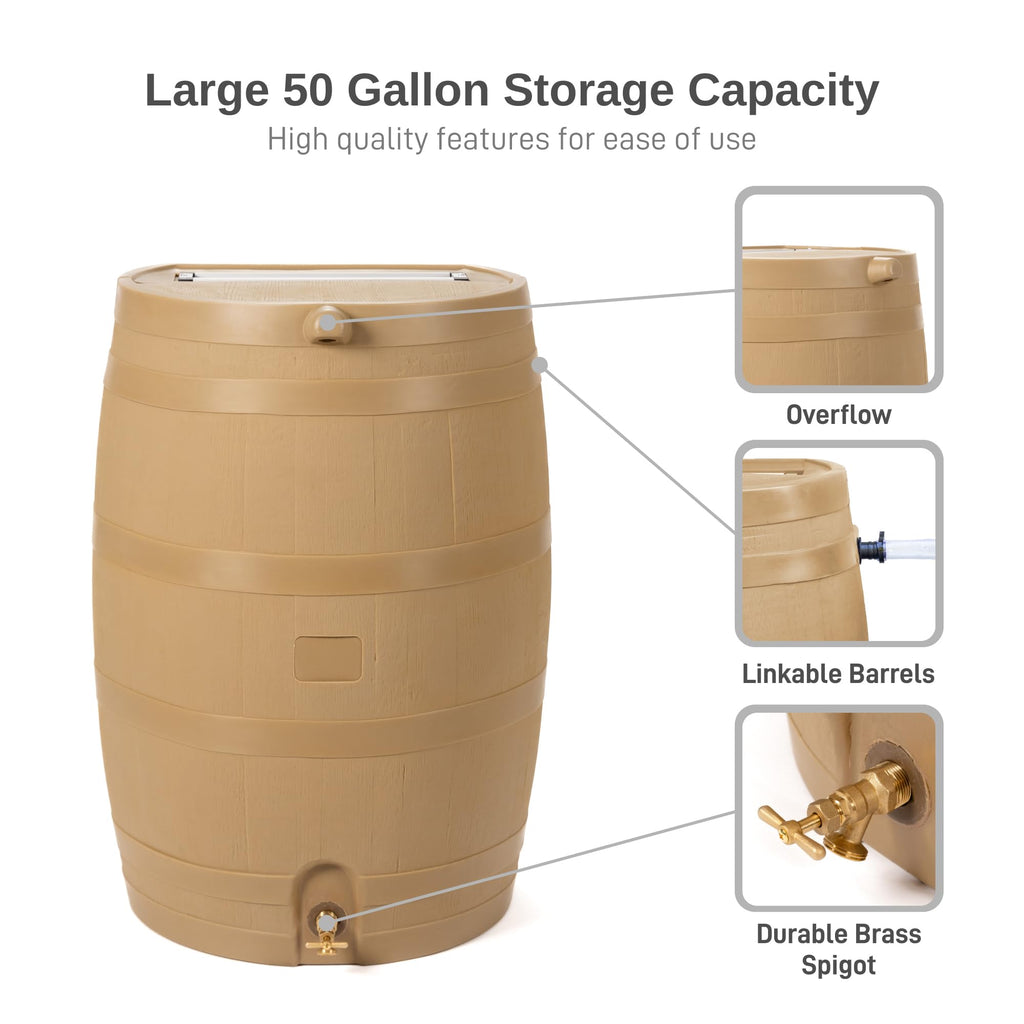 50-Gallon Rain Water Collection Barrel with Brass Spigot Q25055
