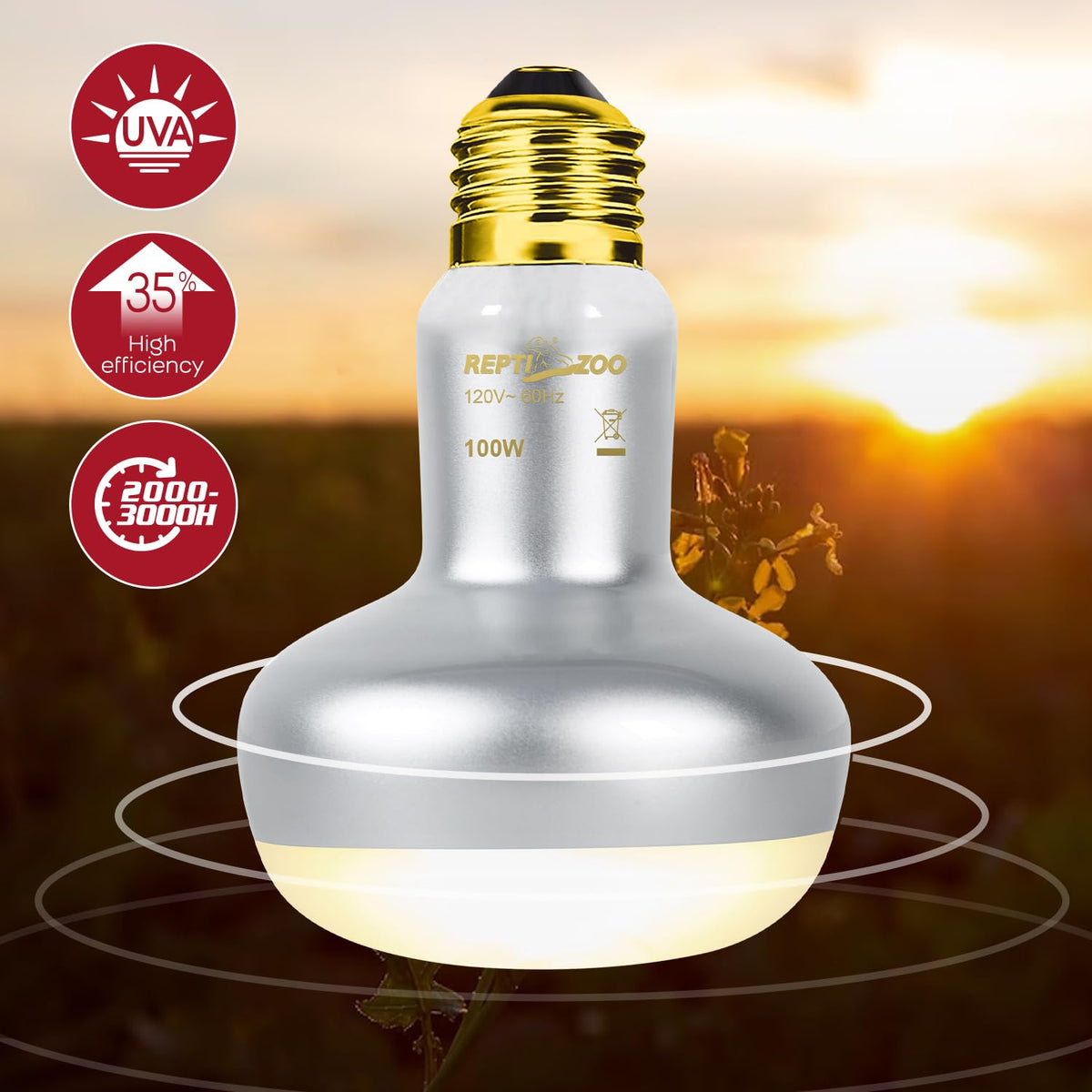 Dual Reptile Light Fixture & 100W Basking Spot Light with 26W UVA UVB Bulb Combo Pack N741