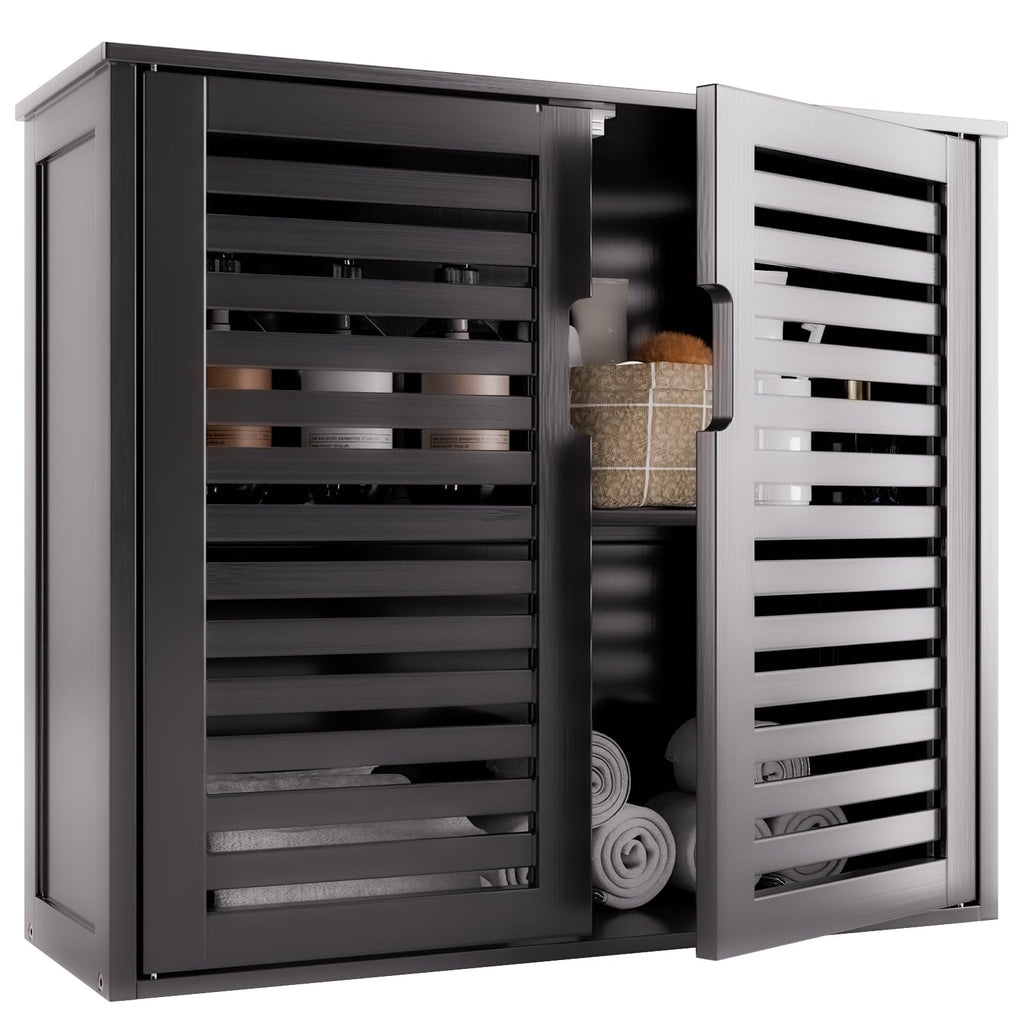 Black Bathroom Storage Cabinet with Adjustable Shelf G16872