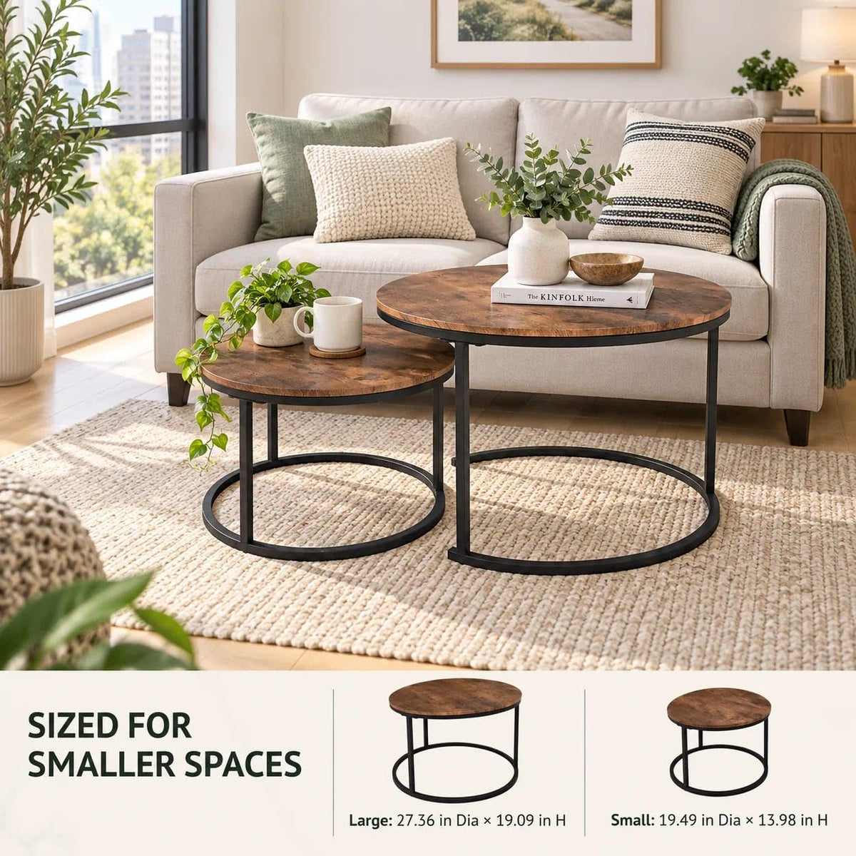 Round Nesting Coffee Table Set of 2 G8861