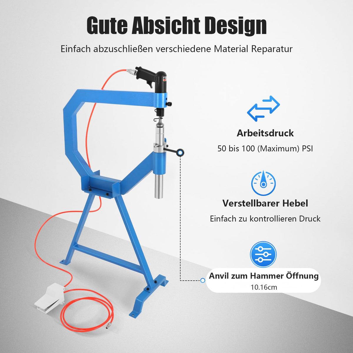 Pneumatic Planishing Hammer with 1"/2"/3" Anvils J81163