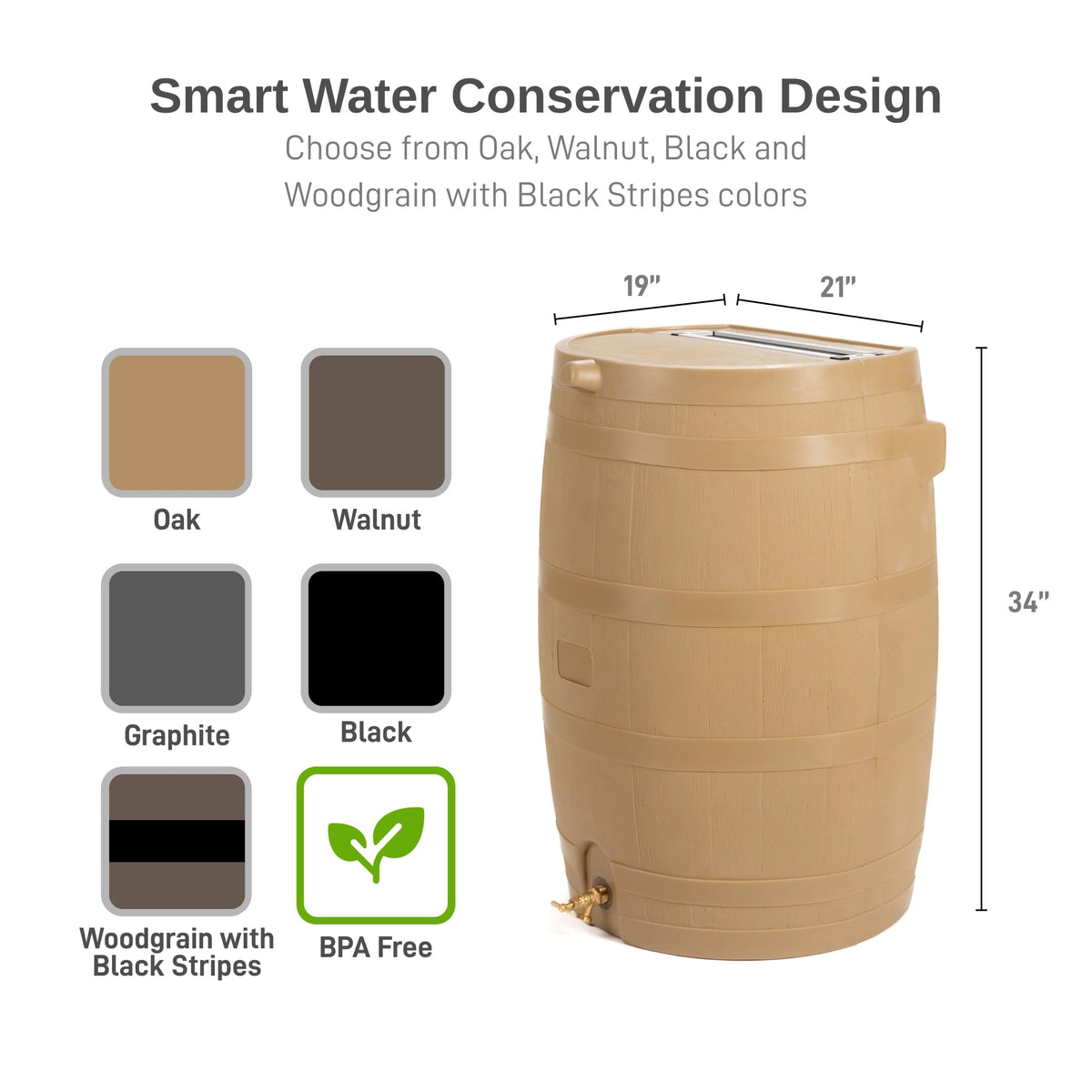 50-Gallon Rain Water Collection Barrel with Brass Spigot Q25055