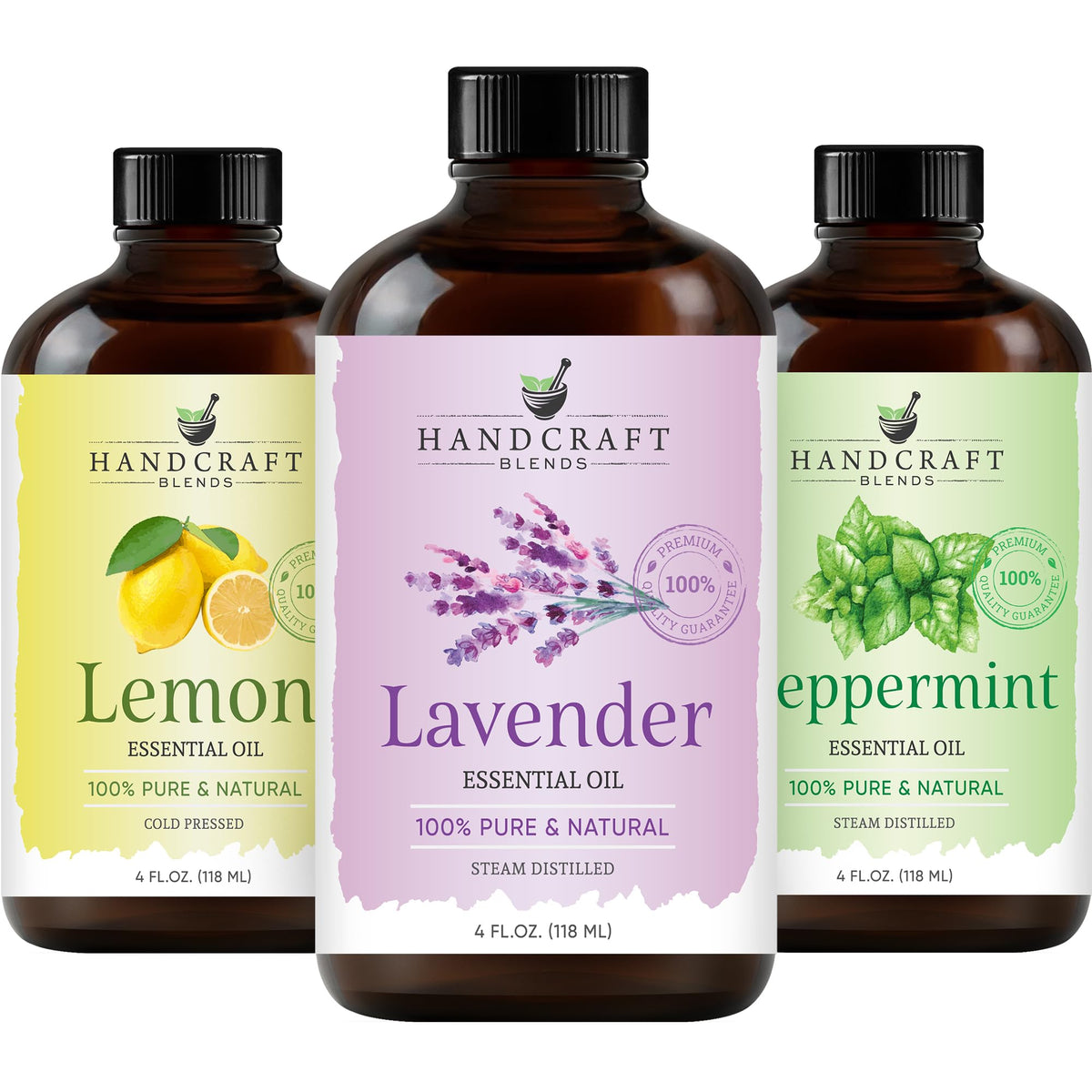 Lemon Peppermint Lavender Essential Oil Set 4 Fl. Oz O4983