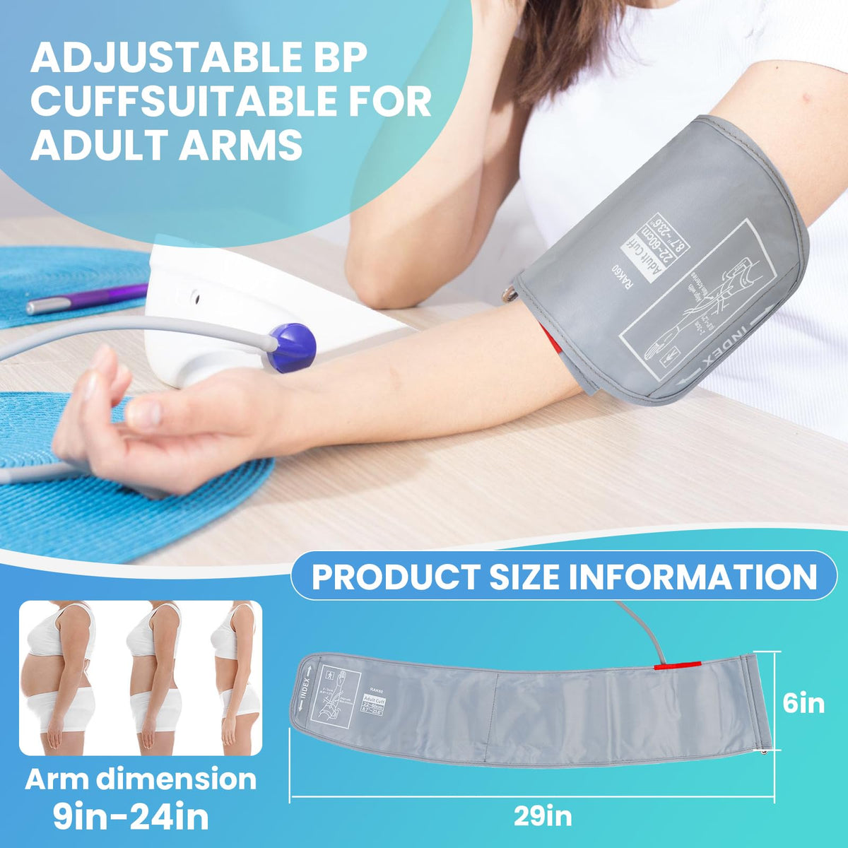 Extra Large Blood Pressure Cuff Replacement, 8.7"-23.6" Adjustable Upper Arm Cuff M703