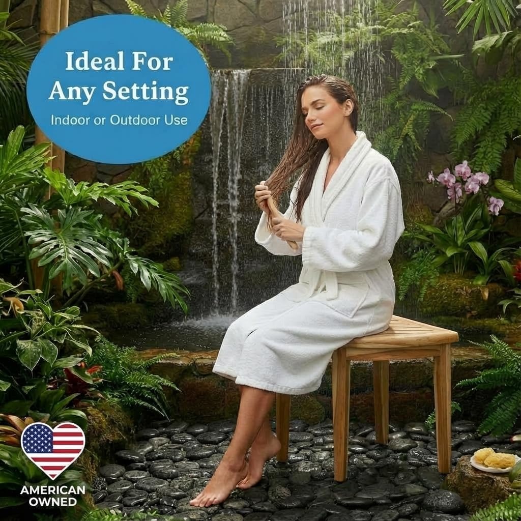 18” Teak Corner Shower Bench R63429