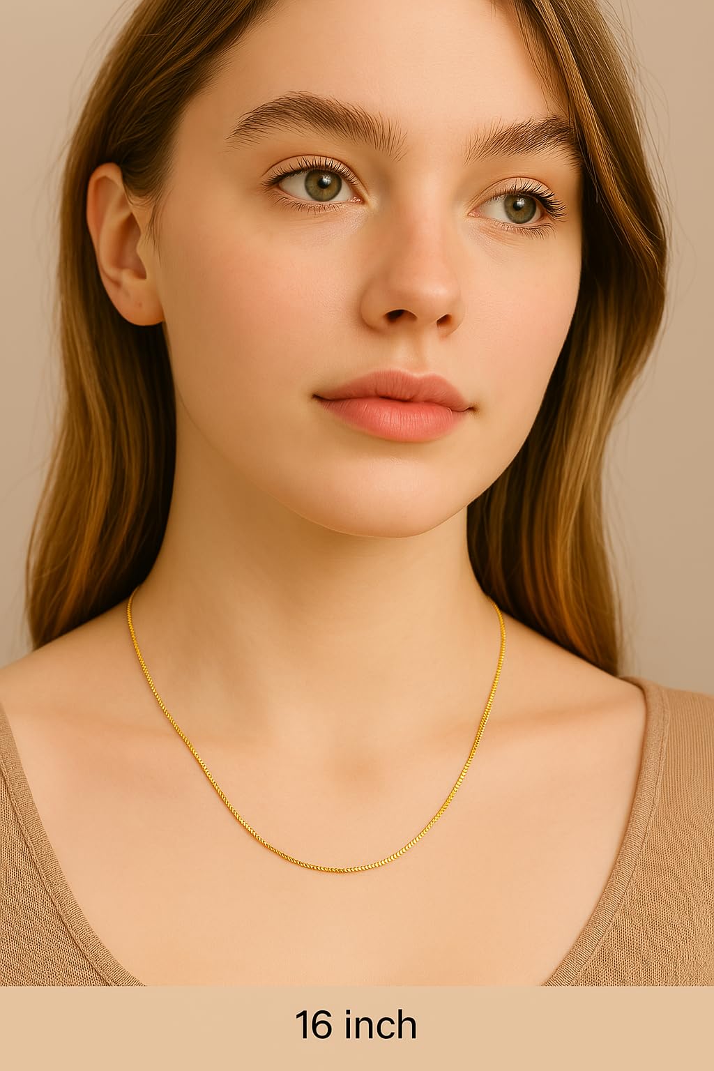 14k Gold Box Chain Necklace with Lobster Claw Clasp O445