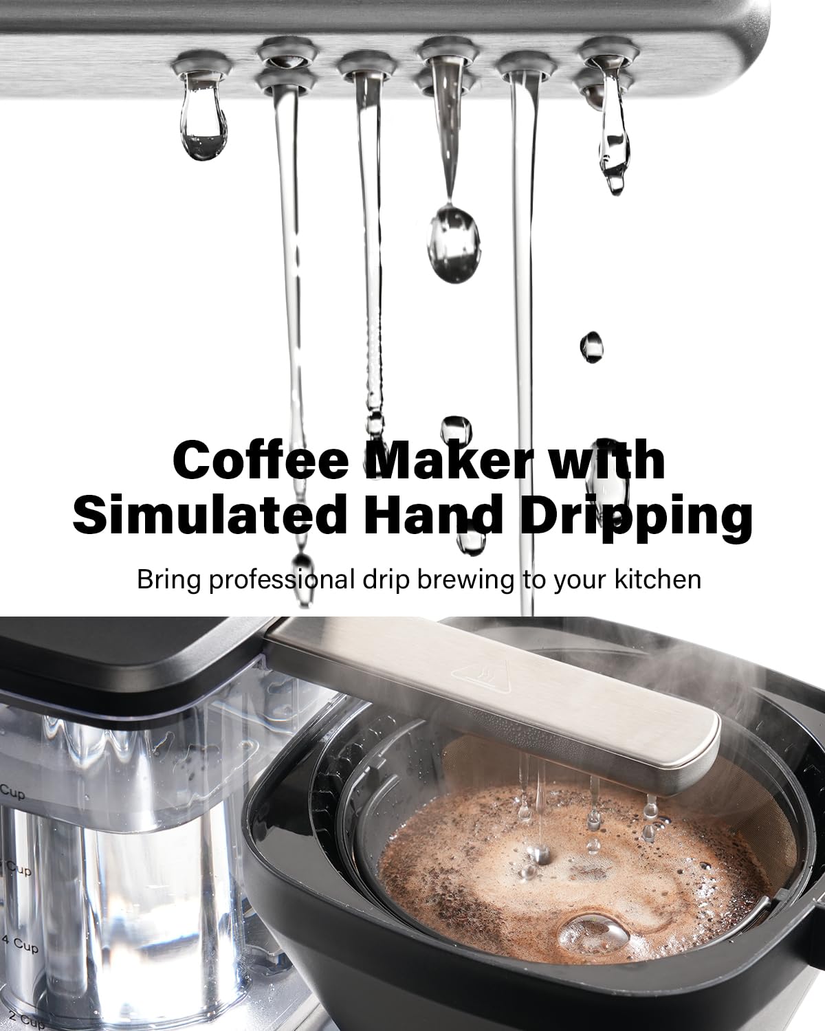 8 Cup Drip Coffee Maker with Reusable Filter and Glass Pot J6045