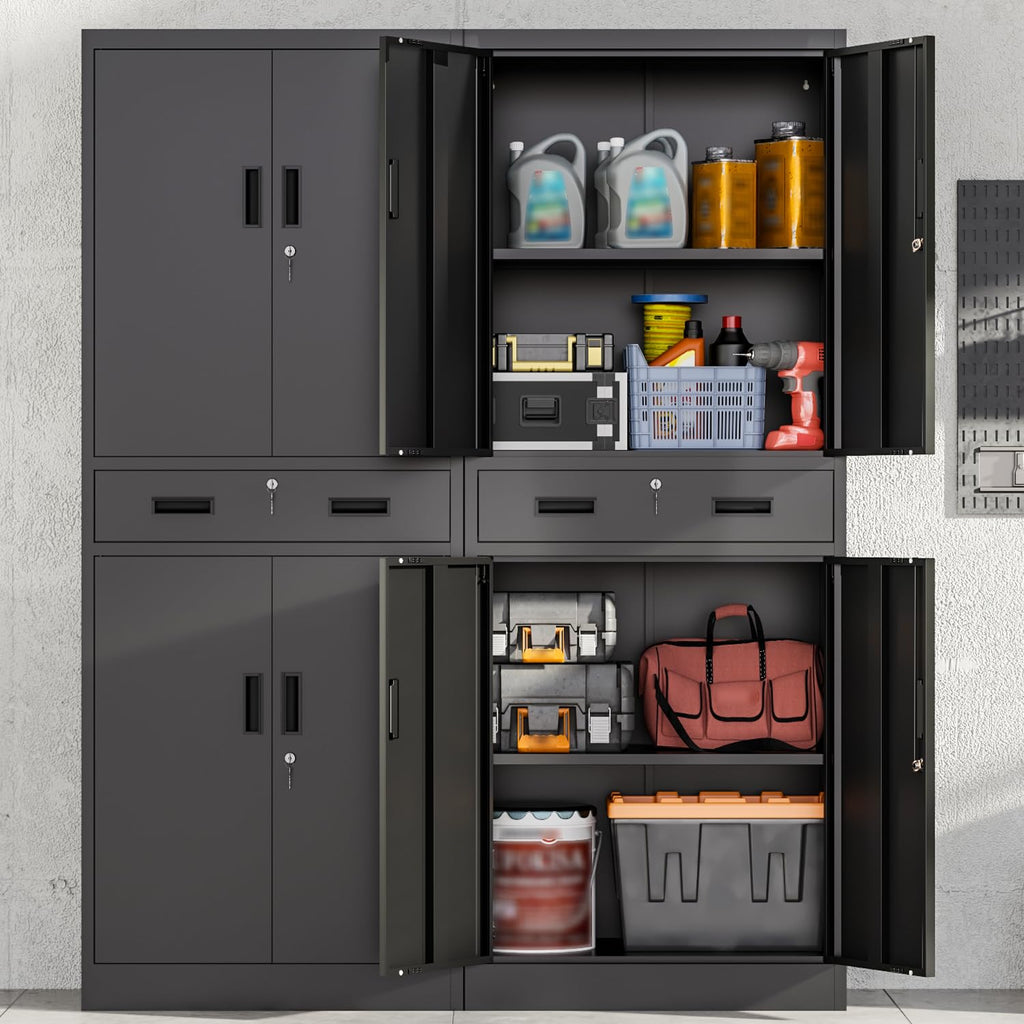 Metal Locking Storage Cabinet with Adjustable Shelves and 1 Drawer T603125