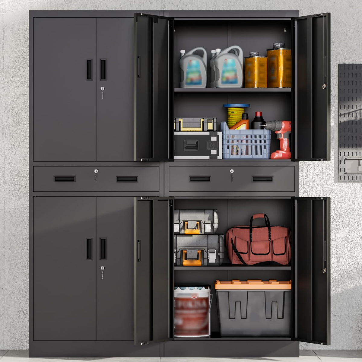 Metal Locking Storage Cabinet with Adjustable Shelves and 1 Drawer T603125