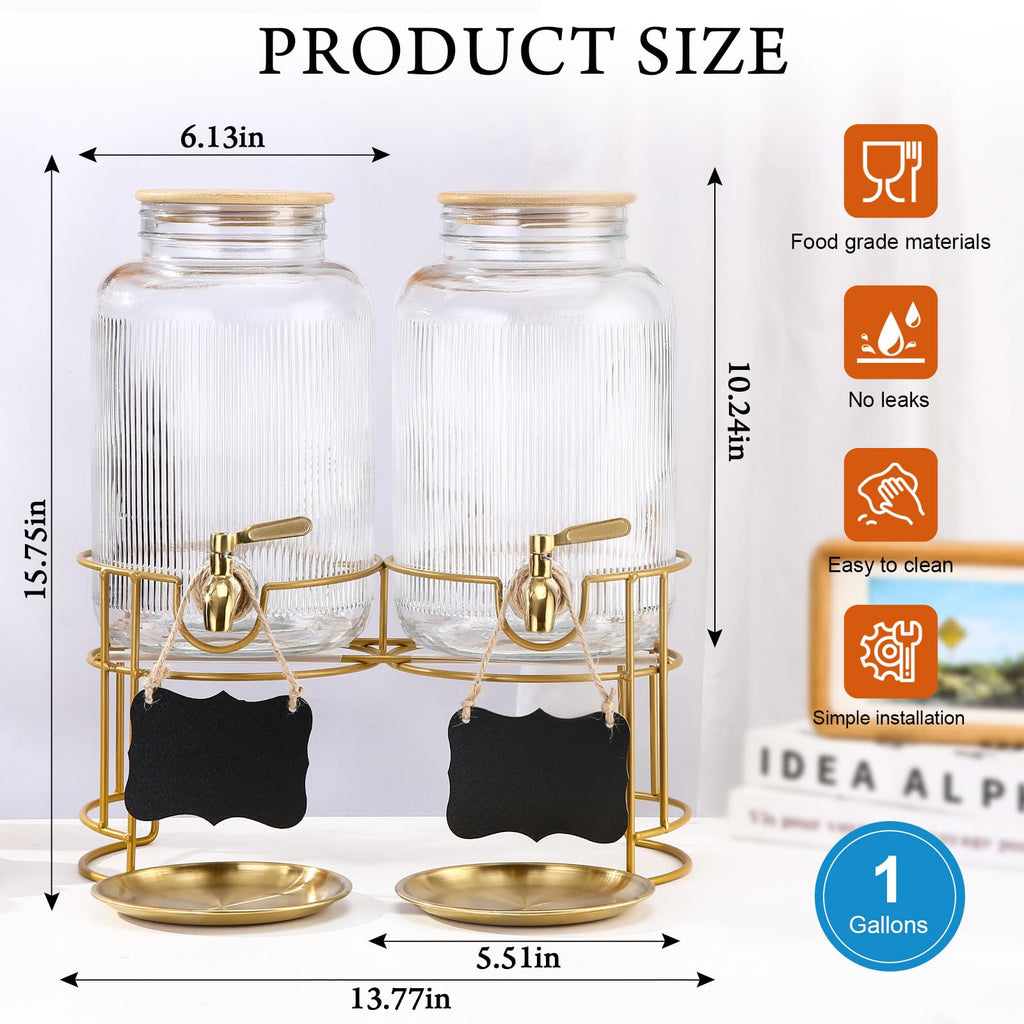 1 Gallon Stainless Steel Beverage Dispenser with Stand and Spigot H32636