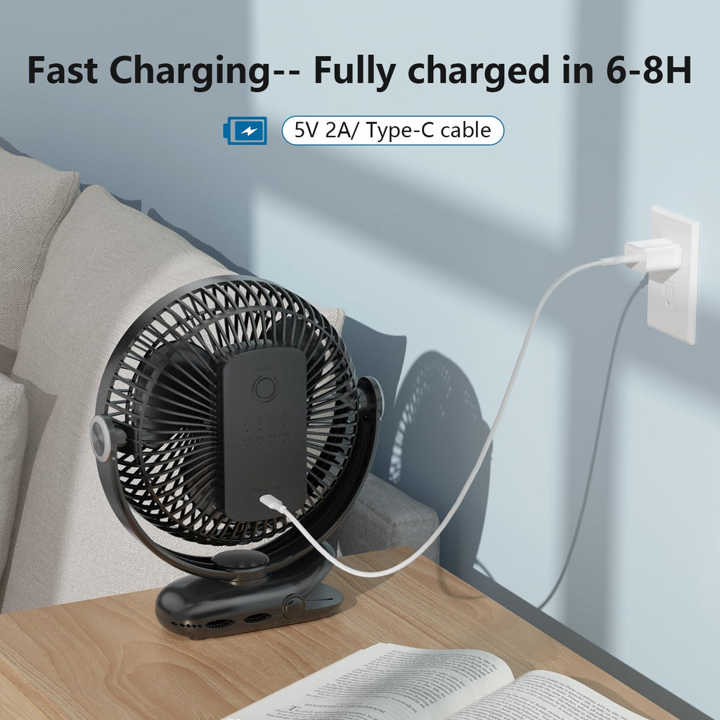 10000mAh 8-Inch Rechargeable Clip on Fan B51813