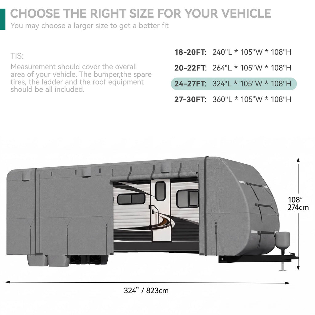24-27FT Travel Trailer Cover 9-Layers Non-Woven Fabric K972