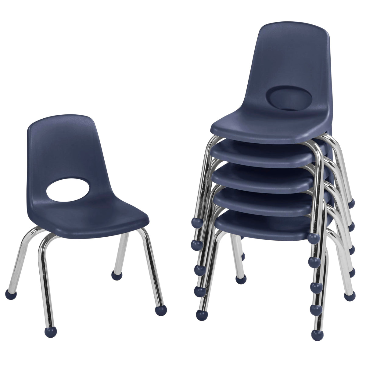 12" School Stack Chair with Ball Glides, Navy, 6-Pack P267943