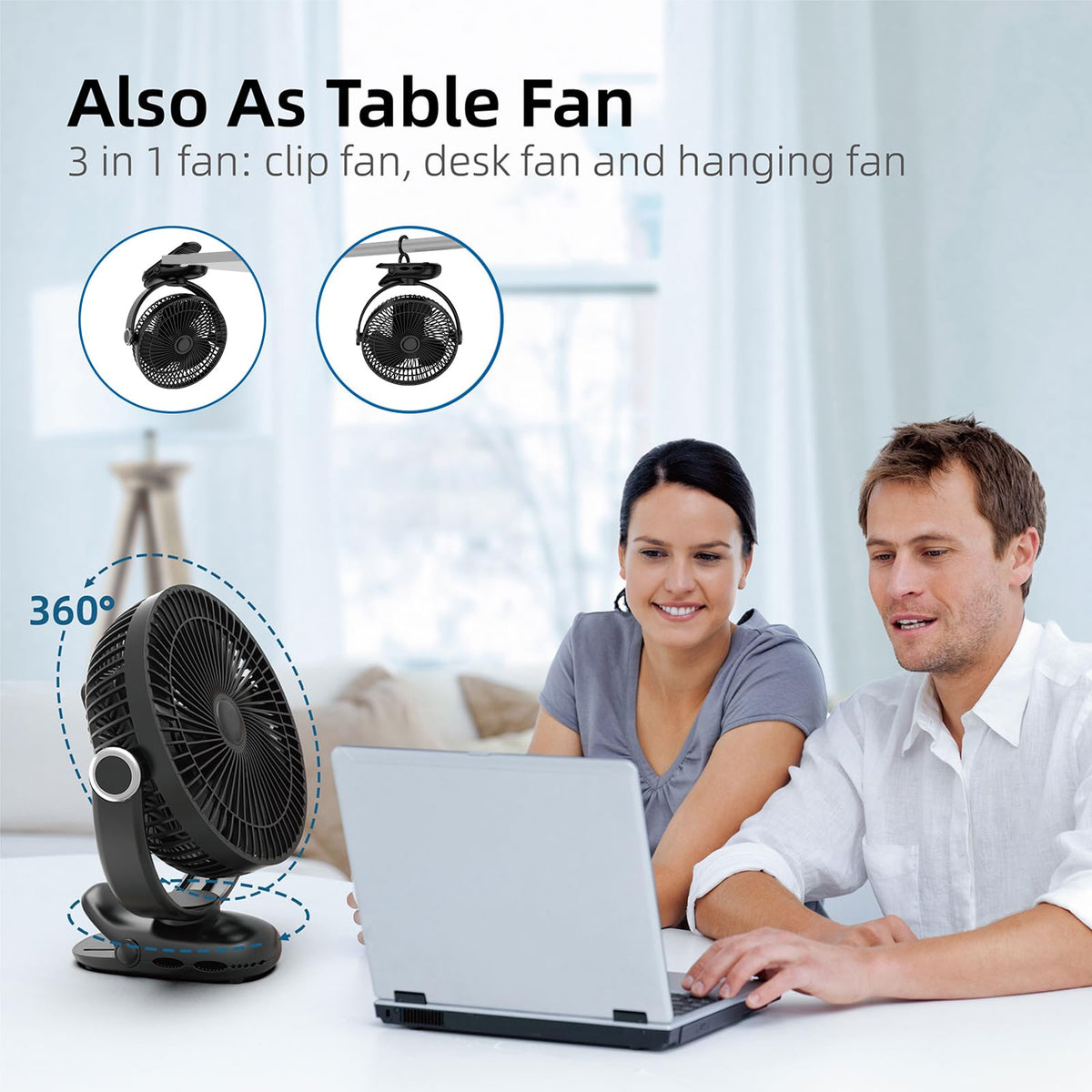 10000mAh 8-Inch Rechargeable Clip on Fan B51813