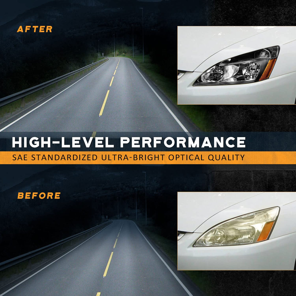 Black Headlight Assembly Left+Right D457