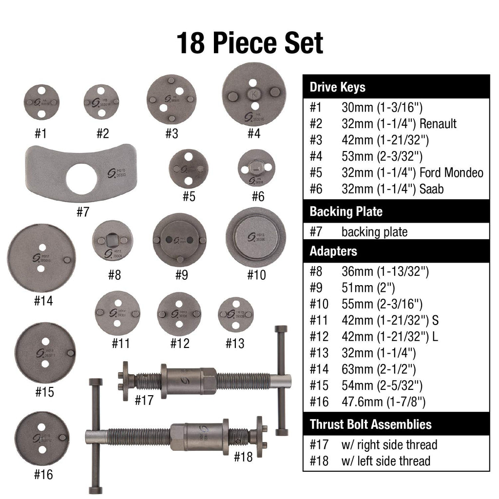 18-Piece Disc Brake Caliper Tool Set and Wind Back Kit W407061