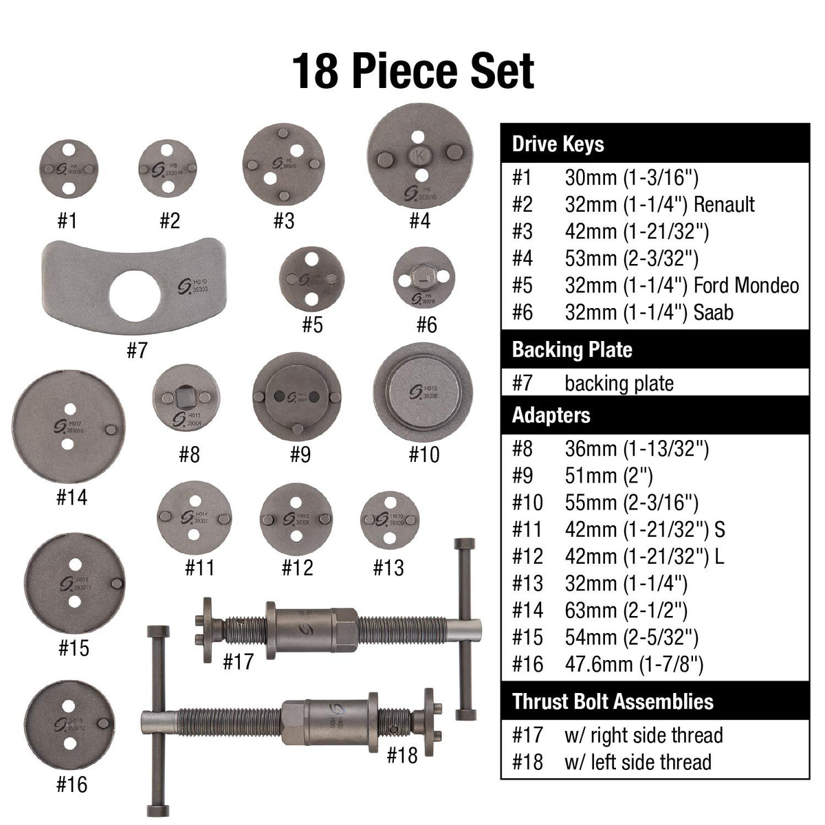 18-Piece Disc Brake Caliper Tool Set and Wind Back Kit W407061