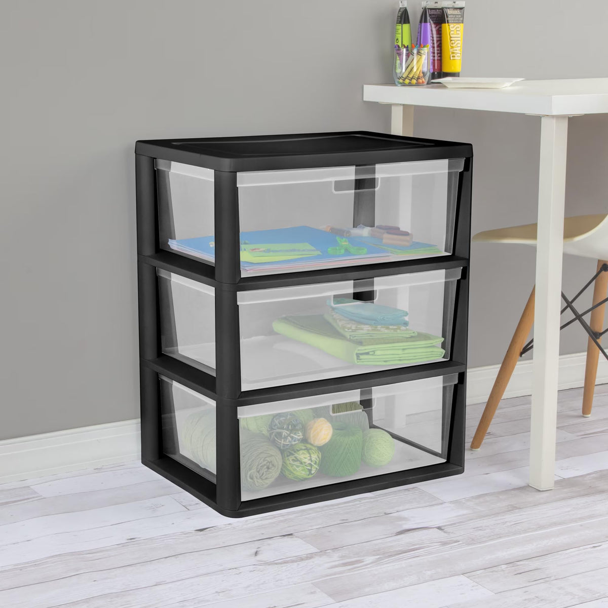 3 Drawer Clear Plastic Storage Cart H58244