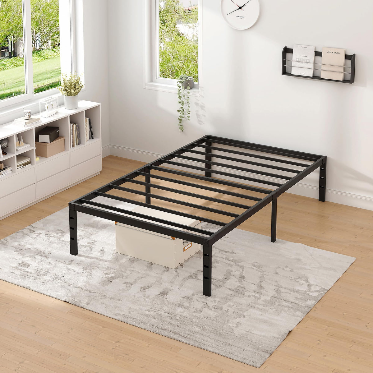 Metal Bed Frame with Storage Space, 14 Inch J845