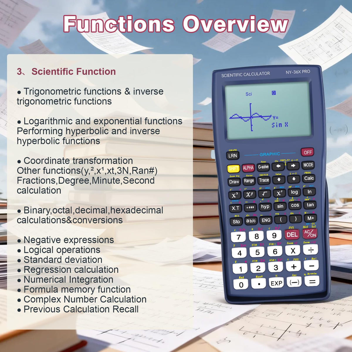 Scientific Calculator 360 Functions Multi-Line 13 Digit X135323
