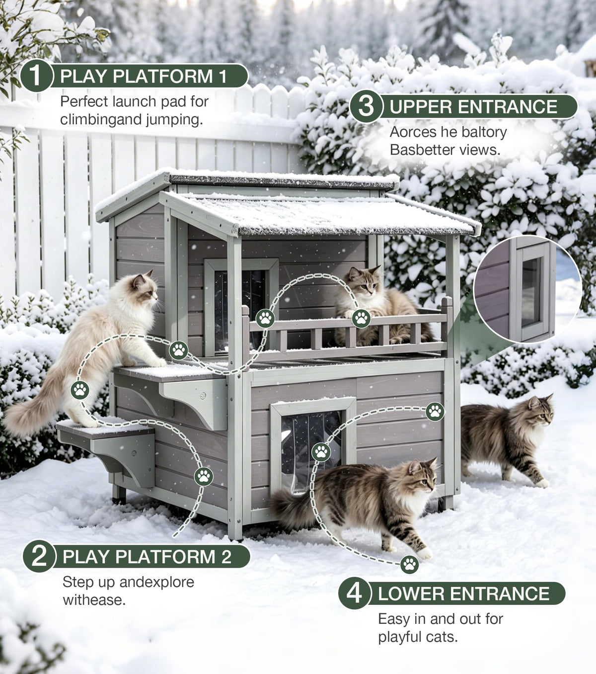 Large 2 Story Heated Cat House A882