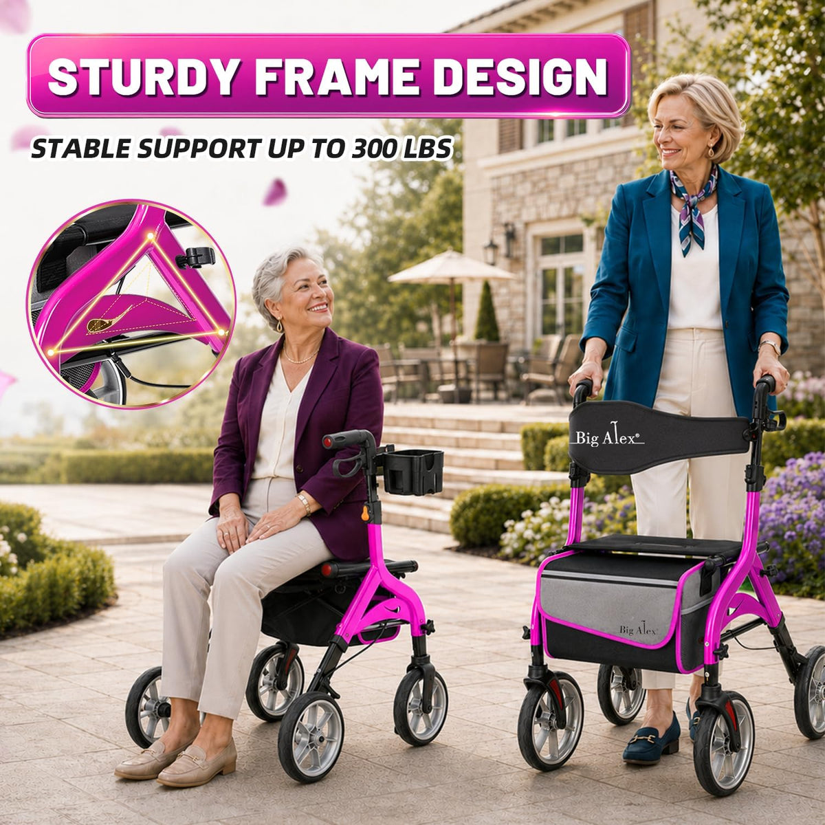 Foldable Lightweight Aluminum Rollator Walker with Seat R514980