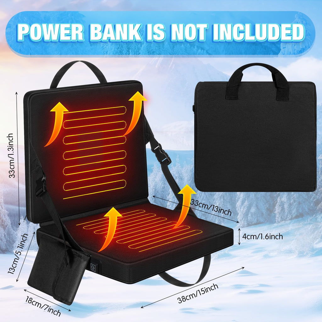 2 Pcs Portable Foldable Heated Seat Cushion USB Powered 3 Mode Adjustable Pad with Pocket X4317