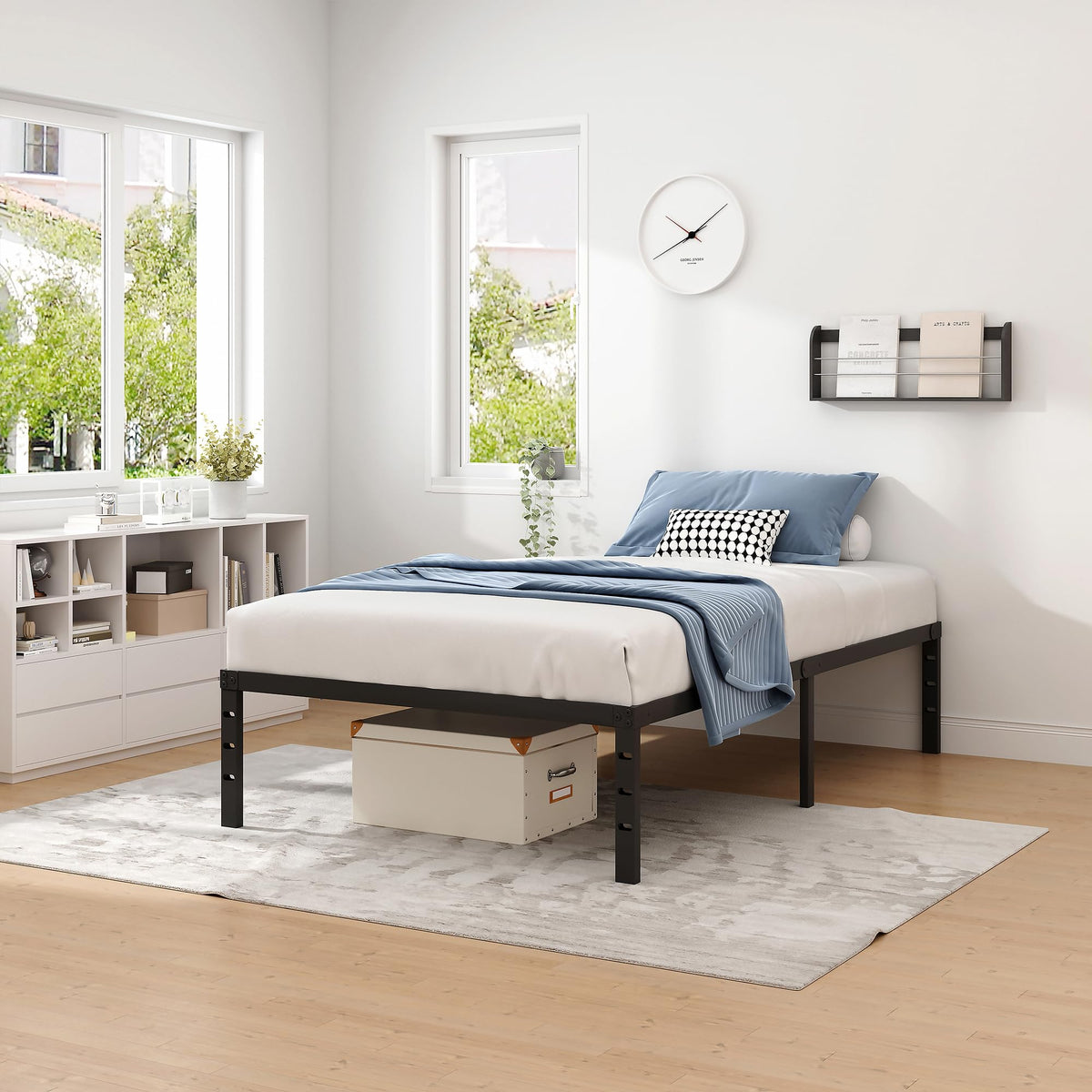 Metal Bed Frame with Storage Space, 14 Inch J845