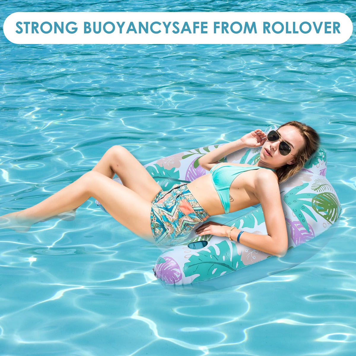 2 Pack Inflatable Pool Float Chair with Cup Holder W826637
